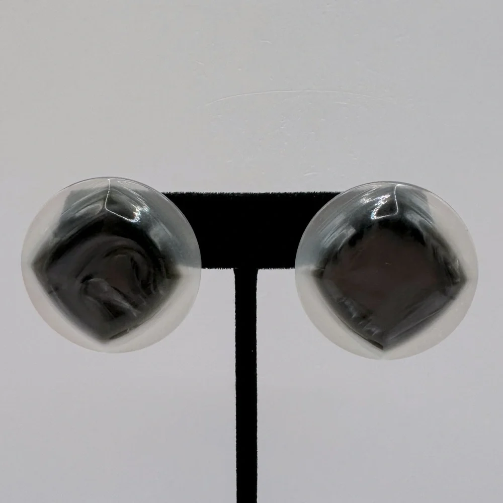 VINTAGE Large Pearl Acrylic Button Earrings